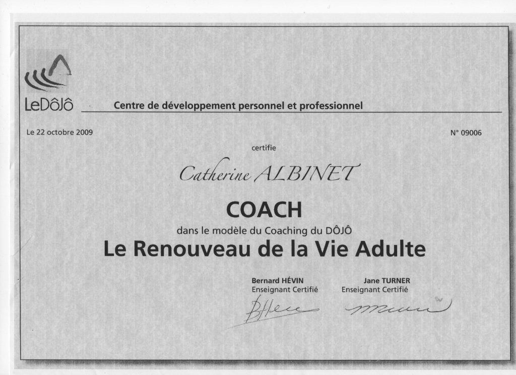 Catherine Albinnet - Diplome Coach professionnel horizontal 2026